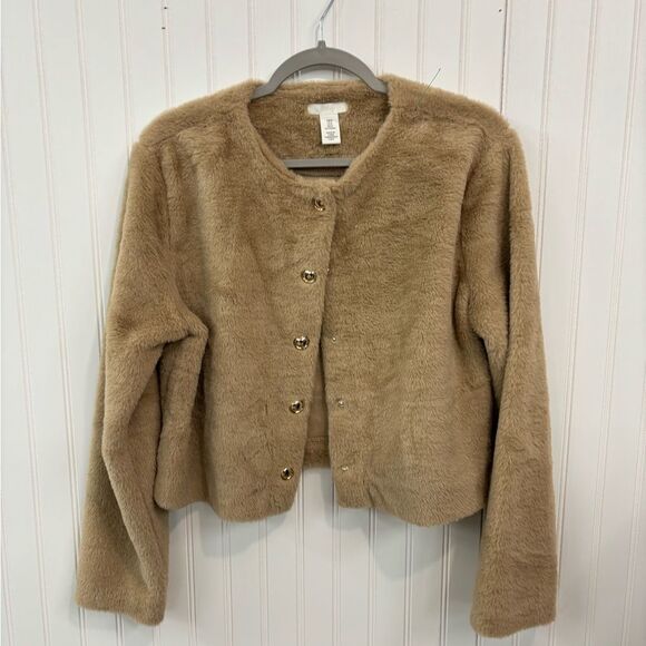 H&M faux fur Teddy Jacket with Gold Buttons - Picture 3 of 5
